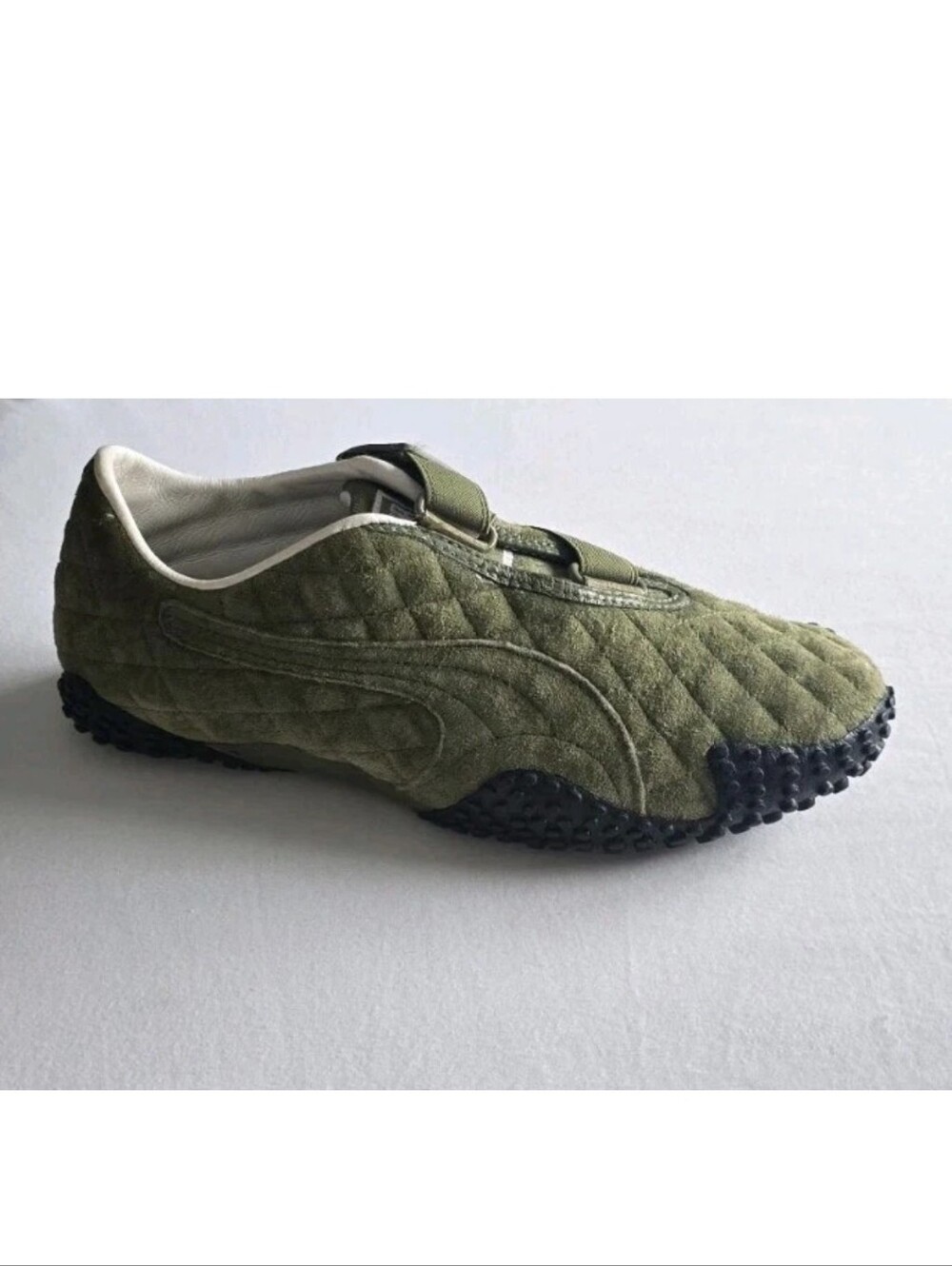 VTG Puma Mostro Quilted Green Suede Leather Low Sneaker Shoes 9 Y2K! Excellent
